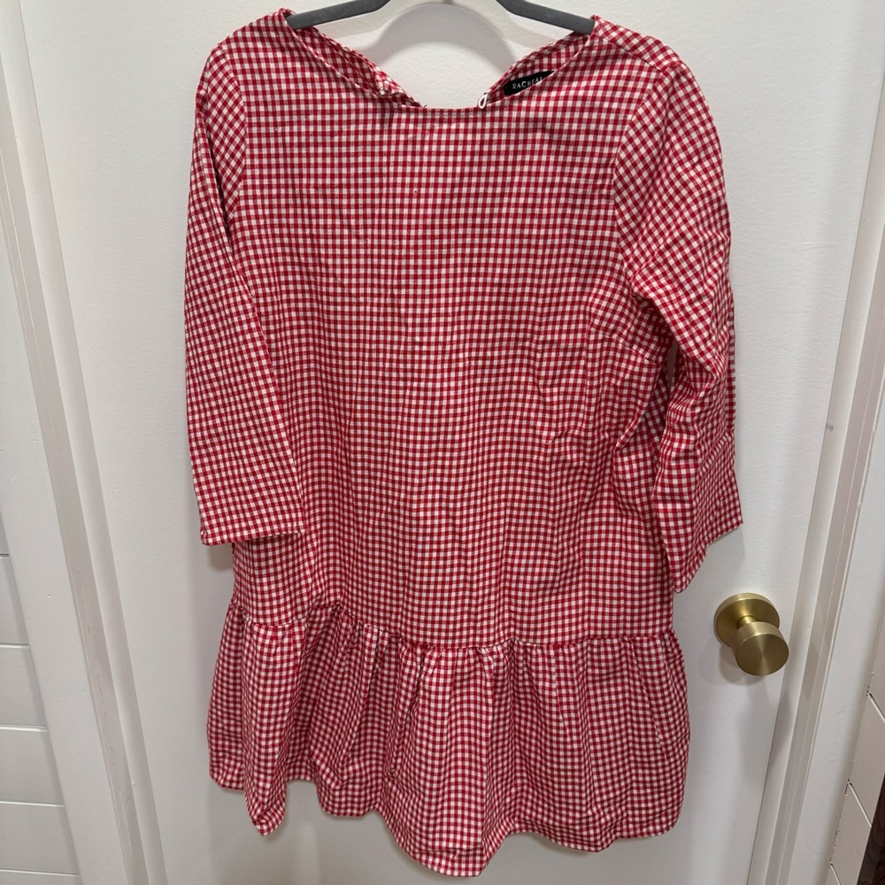 Red Gingham Long Sleeve Dress